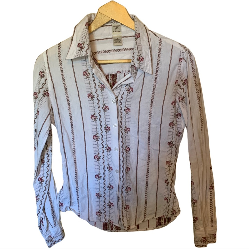 Johnny Was Johnny Cotton Embroidered Button Down